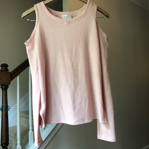 Everly Pink Cold Shoulder Sweater Top Sz S - Picture 3 of 9